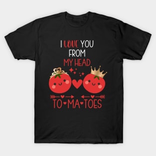 Valentine Day I Love You From My Head Couples Matching Funny T-Shirt